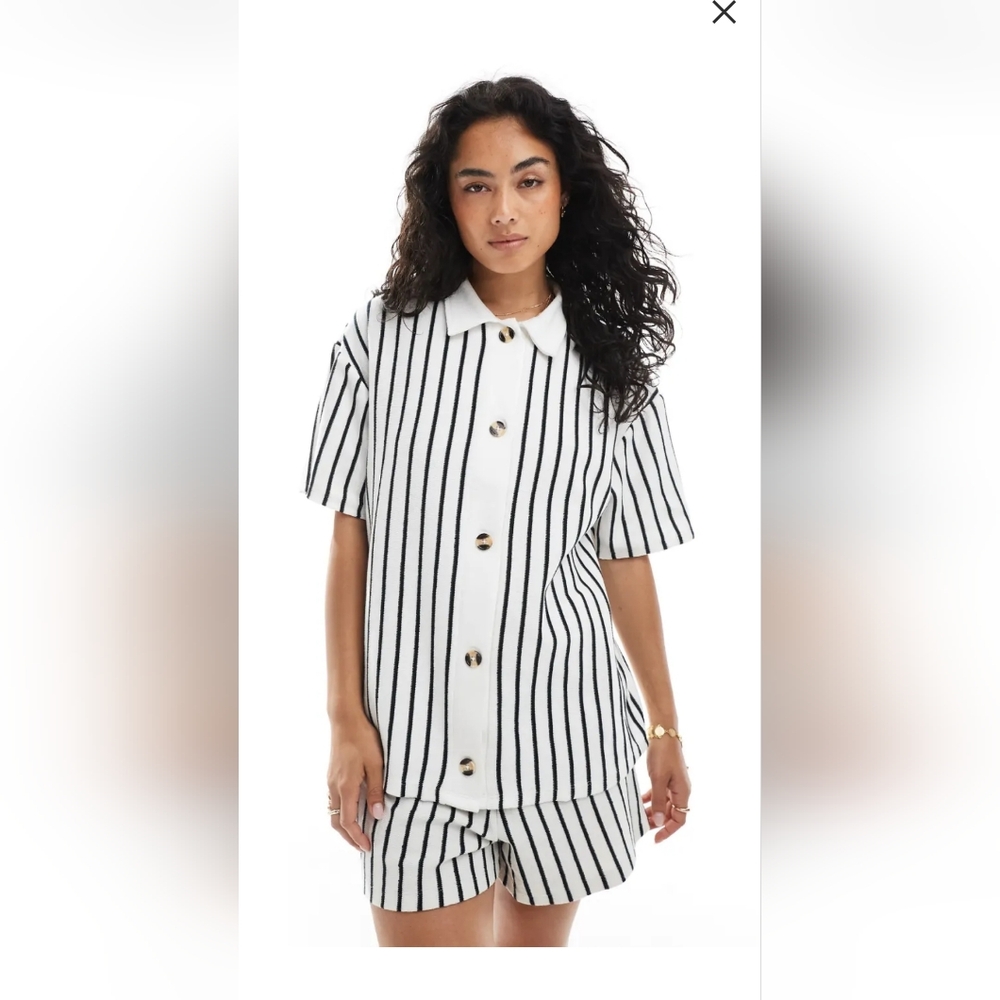 ASOS Black and White Striped Button-Down Shirt